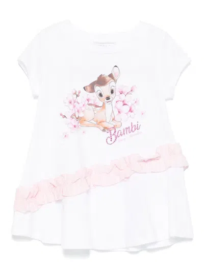 Monnalisa Kids' X Disney Bambi-print T-shirt In White