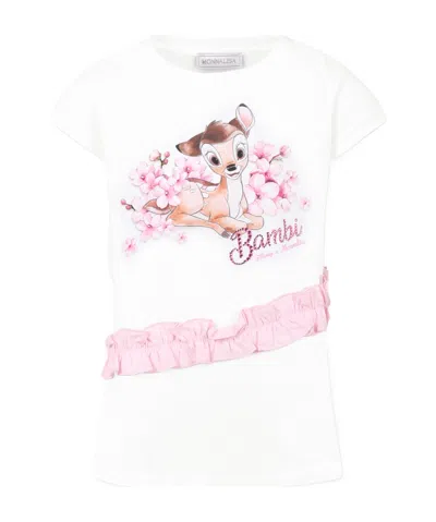 Monnalisa X Disney Bambi-print T-shirt In White