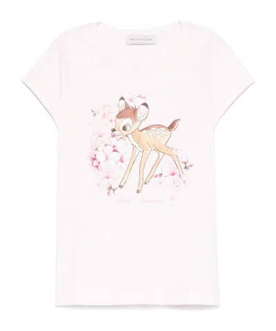 Monnalisa X Disney Bambi-print T-shirt In White
