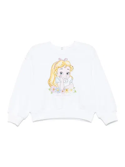 Monnalisa Babies' X Disney Cartoon-print Sweatshirt In White