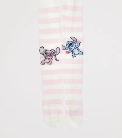 MONNALISA X DISNEY COTTON-BLEND STRIPED STITCH TIGHTS