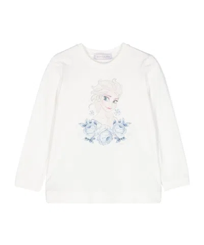 Monnalisa Kids' X Disney Crystal-embellished T-shirt In White