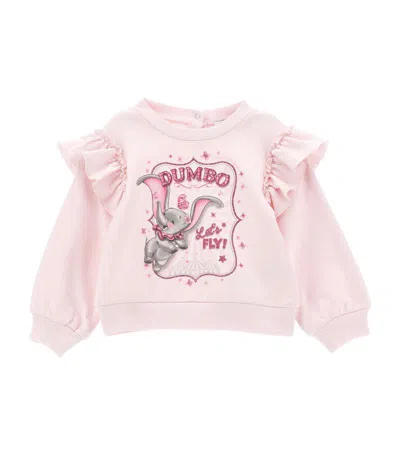 Monnalisa Kids'   Whimsical Sweatshirt With Dumbo In Rosa Fairy Tale
