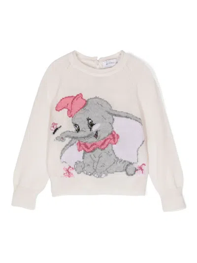 Monnalisa Babies' X Disney Dumbo Wool Jumper In Pink