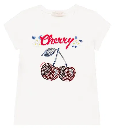 Monnalisa Kids' X Disney Embellished Jersey T-shirt In White