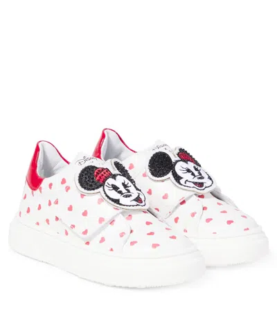 Monnalisa Kids' X Disney Embellished Sneakers In White