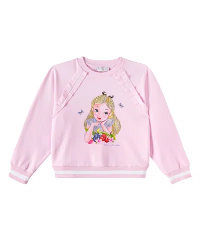 Monnalisa Kids' X Disney Embellished Sweatshirt In Nuvola