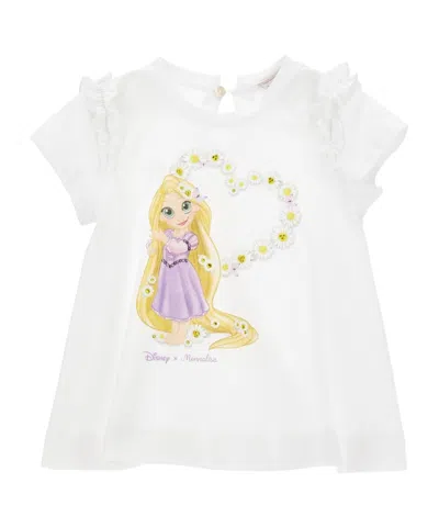 Monnalisa X Disney Graphic-print Cotton T-shirt In Nude