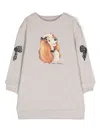 Monnalisa X Disney Graphic-print Lurex Dress In Neutrals