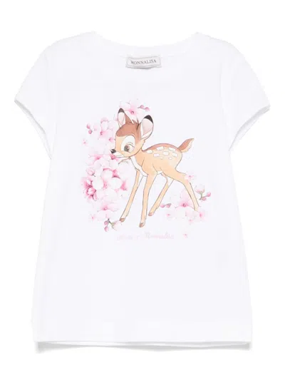 Monnalisa Kids' X Disney Graphic-print T-shirt In White