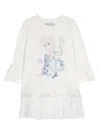Monnalisa X Disney Illustration-print Tiered Dress In White