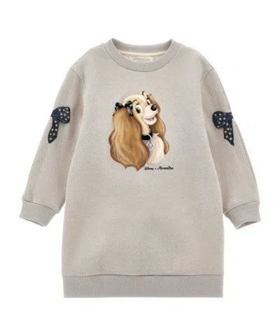 Monnalisa Kids' X Disney Lurex Sweatshirt Dress In Nude