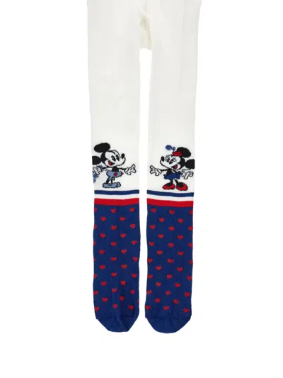 Monnalisa Kids' X Disney Mickey Mouse Heart-patterned Tights In White