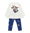 Monnalisa X Disney Mickey Mouse T-shirt And Leggings Set In Multi