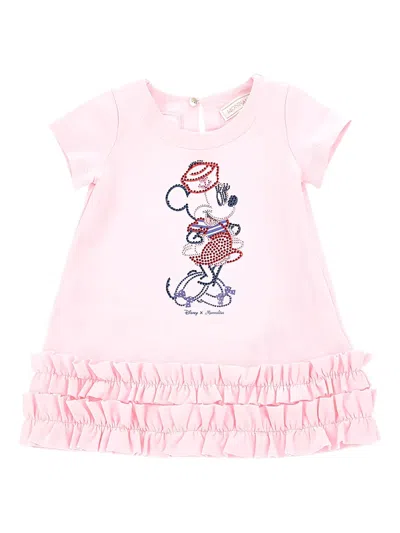 Monnalisa Kids' X Disney Minnie-embellished T-shirt Dress In Pink