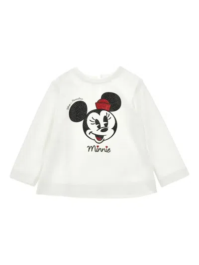 Monnalisa Babies' X Disney Minnie Mouse Long-sleeve Top In White