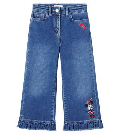 Monnalisa Kids' X Disney Minnie Mouse Straight Jeans In Blue