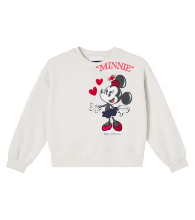 Monnalisa Kids' X Disney Minnie Mouse Embroidered Sweatshirt In Neutral