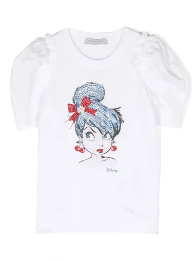 Monnalisa Kids' X Disney Rhinestone-embellished T-shirt In White