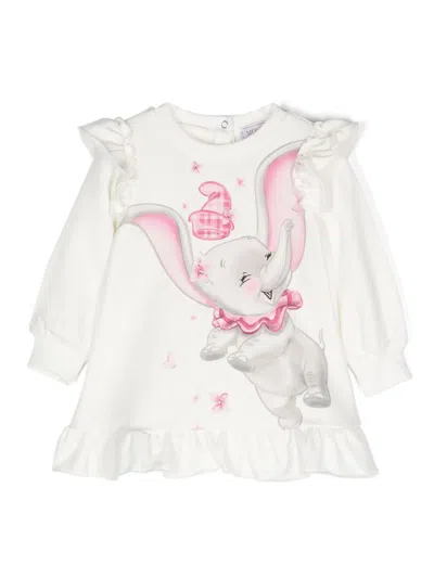 Monnalisa Babies' X Disney Ruffle-detail Dress In Cream
