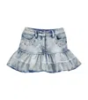 Monnalisa Girls Bleached Denim Stitch Skirt In Blue