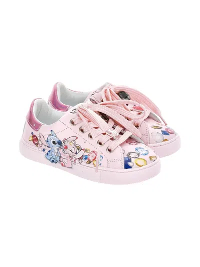 Monnalisa Kids' X Disney Stitch Sneakers In Pink