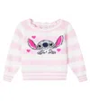 Monnalisa Striped Sweater With Stitch In Pink