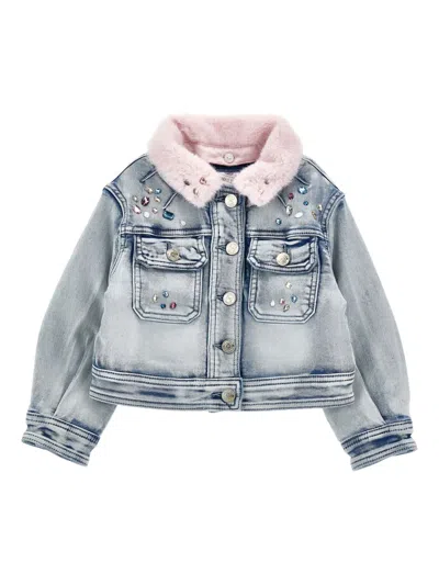 Monnalisa Kids' X Disnry Stitch Denim Jacket In Blue