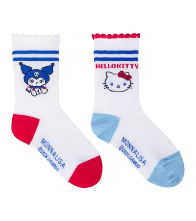 Monnalisa Kids' X Hello Kitty And Friends Set Of 2 Socks In White