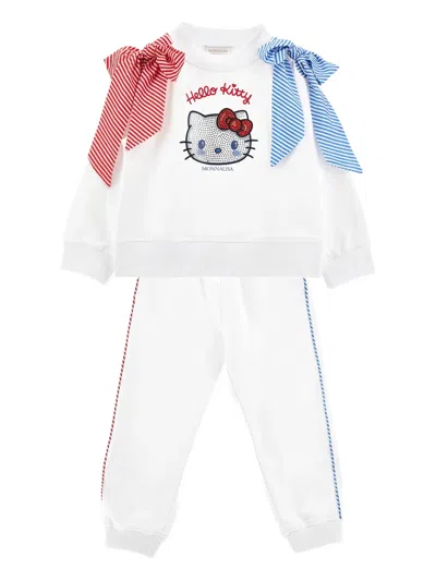 Monnalisa Kids' X Hello Kitty Bow-detail Graphic-print Tracksuit In White
