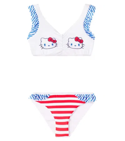 Monnalisa Kids' X Hello Kitty Striped Bikini In Multi