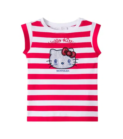 Monnalisa Kids' X Hello Kitty Striped Cotton-blend T-shirt In White