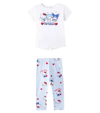 Monnalisa Kids' X Hello Kitty T-shirt And Leggings Set In White