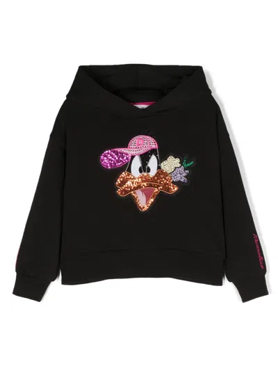 Monnalisa Kids' X Looney Tunes Sequin-embellished Hoodie In Black