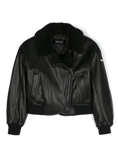 Monnalisa Kids' Zip-up Bomber Jacket In Black