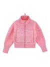 Monnalisa Zip-up Cropped Sweatshirt In Pink