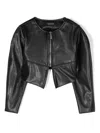 Monnalisa Zip-up Faux-leather Jacket In Black