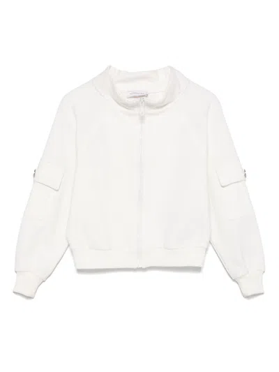 Monnalisa Kids' Zip-up Sweatshirt In 白色