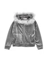 Monnalisa Zip-up Sweatshirt With Feathers In Medium Grey