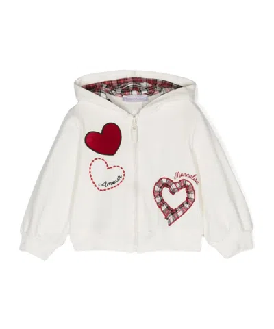 Monnalisa Zippered Hoodie In White