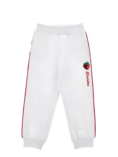 Monnalisa Kids' Sequinned-strawberry Track Pants In White