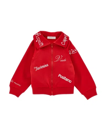 Monnalisa Kids' Zweifarbiges Sweatshirt Mit Kragen In Red