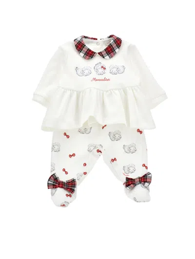 Monnalisa Babies' Bow-detail Trouser Set In White
