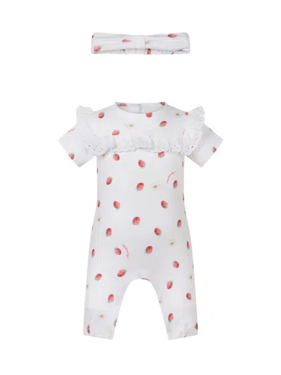 Monnalisa -inspired Mini Bow Bodysuit Set With Headband In Neutral