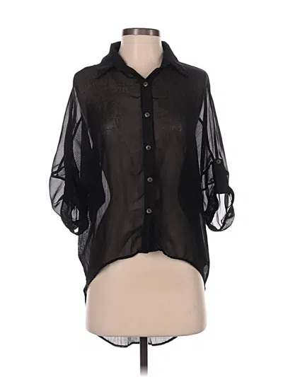 Pre-owned Mono B 3/4 Sleeve Button Down Shirt In Black