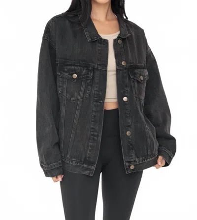 Mono B Boyfriend Denim Jacket In Charcoal Grey