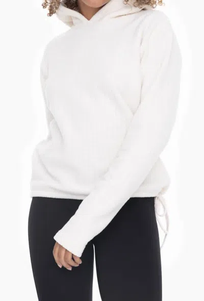 Mono B Brushed Burnout Fleece Hoodie In White