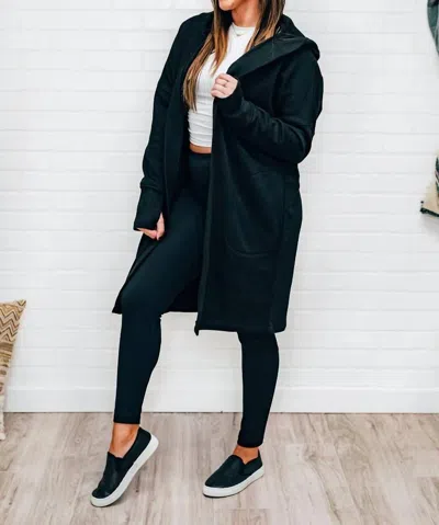Mono B Comfy Hoodie Cardigan In Black