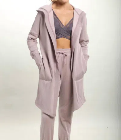 Mono B Comfy Hoodie Cardigan In Mauve
