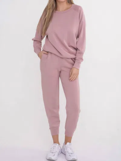 Mono B Contrast Seam Joggers In Rose In Pink